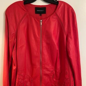 Lafayette 148 New York- Coral Leather Jacket